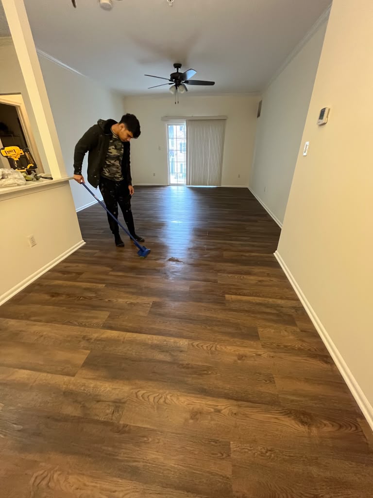 Our installer finishing a new floor
